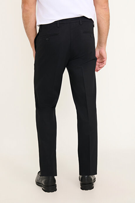 Pamuklu Slim Fit Dar Kesim Yan Cepli Esnek Siyah Pantolon resmi