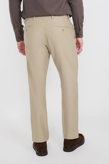 Pamuklu Comfort Fit Rahat Kesim Yan Cepli Bej Pantolon resmi