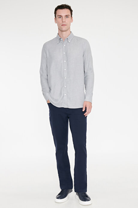 Slim Fit Dar Kesim 5 Cepli Esnek Lacivert Pantolon resmi