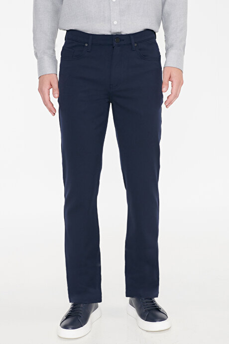 Slim Fit Dar Kesim 5 Cepli Esnek Lacivert Pantolon resmi