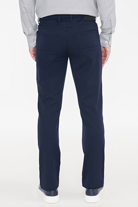Slim Fit Dar Kesim 5 Cepli Esnek Lacivert Pantolon resmi