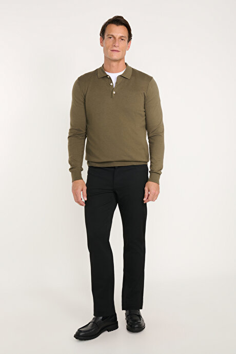 Slim Fit Dar Kesim 5 Cepli Esnek Siyah Pantolon resmi