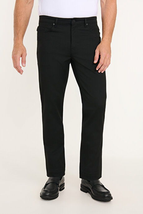 Slim Fit Dar Kesim 5 Cepli Esnek Siyah Pantolon resmi
