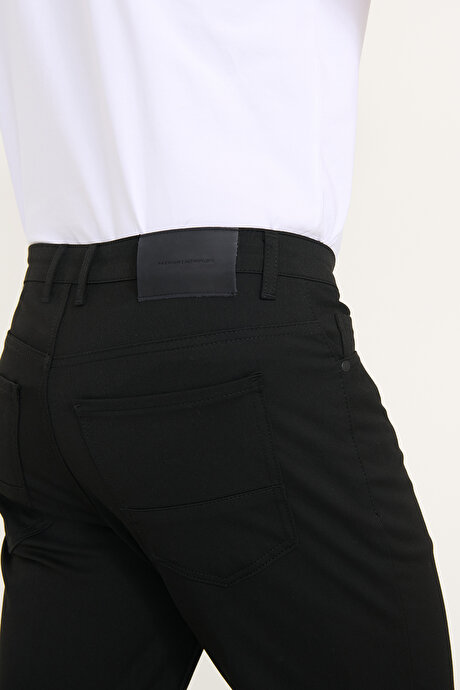 Slim Fit Dar Kesim 5 Cepli Esnek Siyah Pantolon resmi