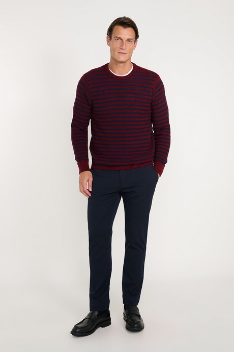 Slim Fit Dar Kesim Beli Bağlamalı Yan Cepli Esnek Lacivert Pantolon resmi
