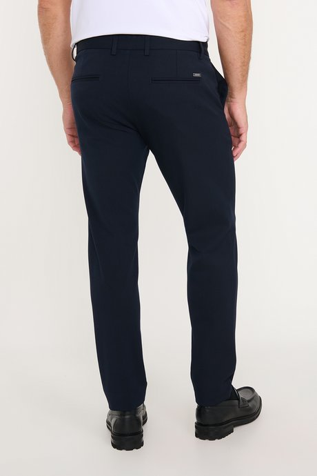 Slim Fit Dar Kesim Beli Bağlamalı Yan Cepli Esnek Lacivert Pantolon resmi