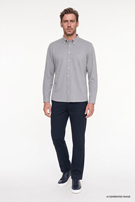Slim Fit Dar Kesim 5 Cepli Esnek Lacivert Pantolon resmi