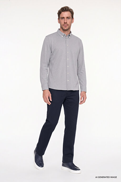 Slim Fit Dar Kesim 5 Cepli Esnek Lacivert Pantolon resmi