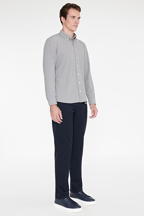 Slim Fit Dar Kesim 5 Cepli Esnek Lacivert Pantolon resmi