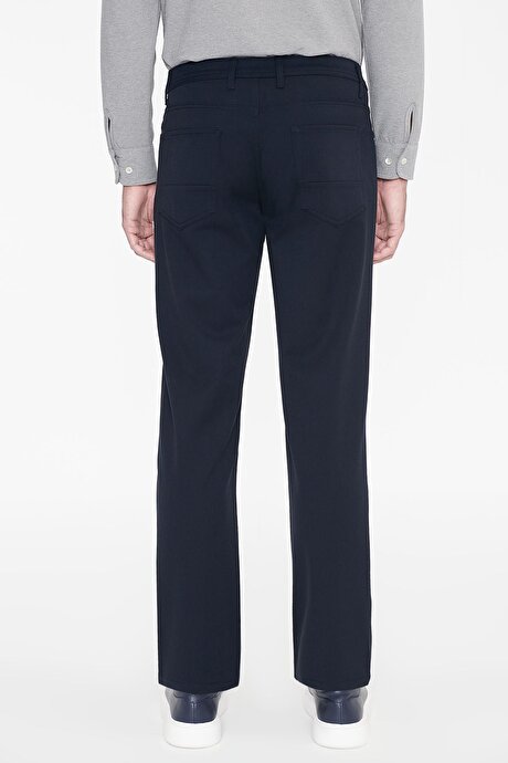 Slim Fit Dar Kesim 5 Cepli Esnek Lacivert Pantolon resmi