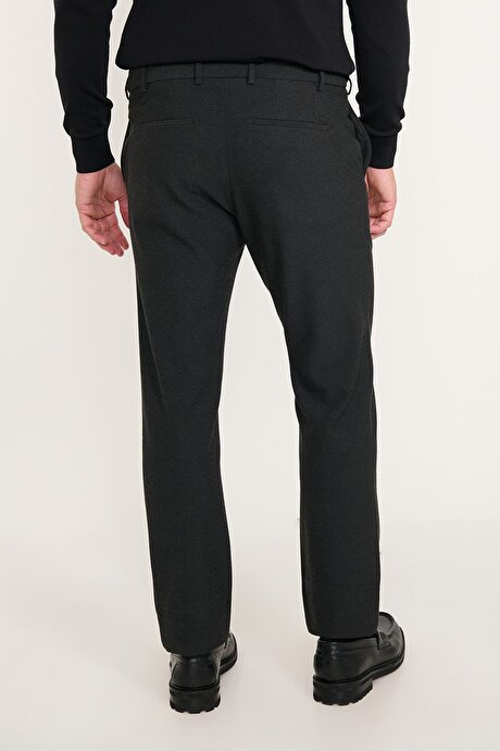 Slim Fit Dar Kesim Beli Bağlamalı Yan Cepli Esnek Casual Antrasit Pantolon resmi