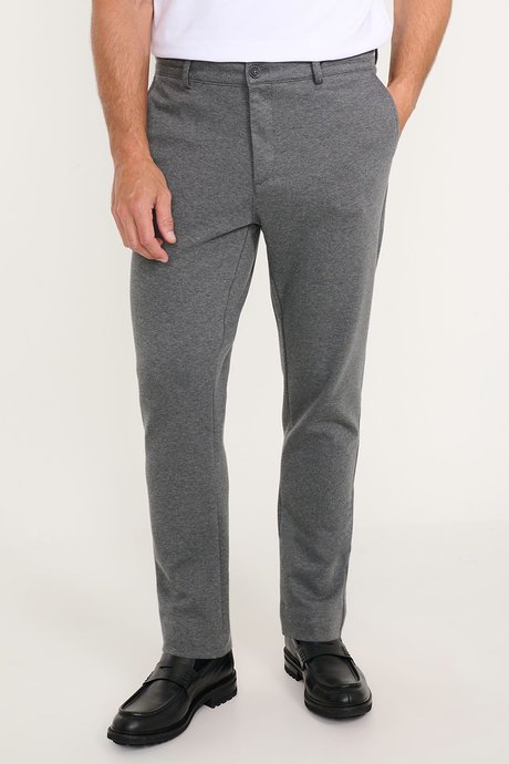 Pamuklu Slim Fit Dar Kesim Beli Bağlamalı Yan Cepli Esnek Casual Antrasit Pantolon resmi