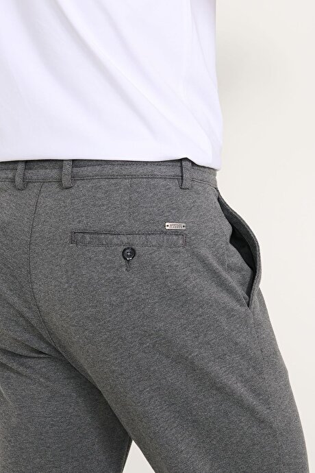 Pamuklu Slim Fit Dar Kesim Beli Bağlamalı Yan Cepli Esnek Casual Antrasit Pantolon resmi