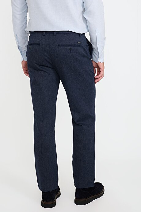 Slim Fit Dar Kesim Beli Bağlamalı Yan Cepli Esnek Lacivert Pantolon resmi