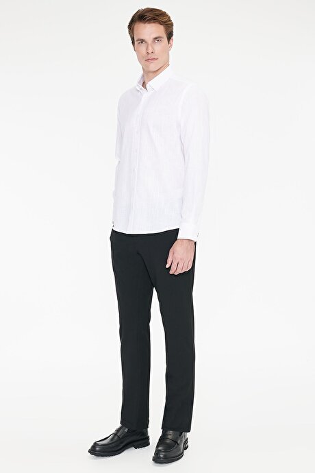 Slim Fit Dar Kesim Beli Bağlamalı Yan Cepli Esnek Siyah Pantolon resmi