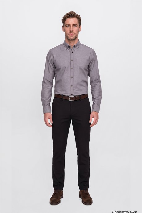 Pamuklu Slim Fit Dar Kesim Armürlü Yan Cepli Casual Esnek Kahverengi Pantolon resmi