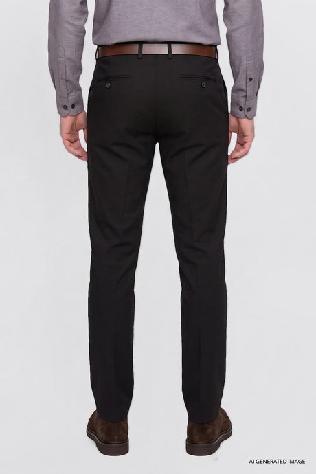 Pamuklu Slim Fit Dar Kesim Armürlü Yan Cepli Casual Esnek Kahverengi Pantolon resmi