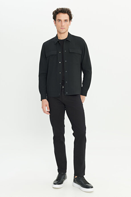 Comfort Fit Rahat Kesim Gömlek Yaka Ceket Siyah Gömlek Ceket resmi