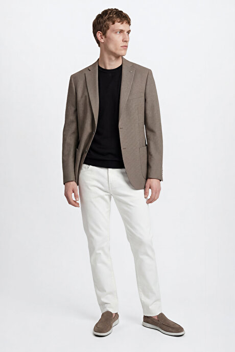 Slim Fit Dar Kesim Mono Yaka Torba Cepli Armürlü Blazer Mint Ceket resmi