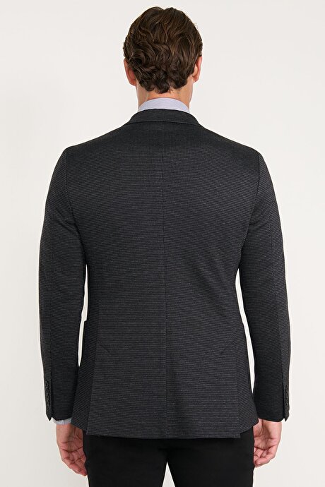 Pamuklu Slim Fit Dar Kesim Mono Yaka Torba Cepli Antrasit Ceket resmi