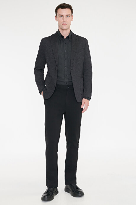 Pamuklu Slim Fit Dar Kesim Mono Yaka Torba Cepli Antrasit Ceket resmi