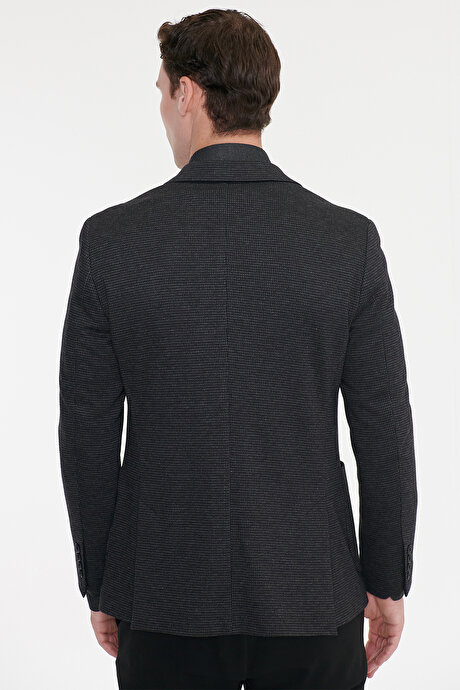 Pamuklu Slim Fit Dar Kesim Mono Yaka Torba Cepli Antrasit Ceket resmi