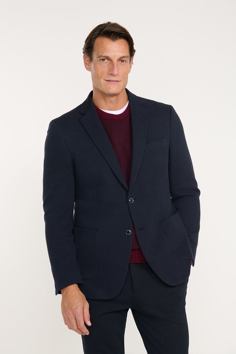 360 Her Yöne Esneyen Pamuklu Slim Fit Dar Kesim Mono Yaka Torba Cepli Casual Lacivert Ceket resmi
