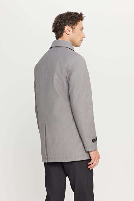 Standart Fit Normal Kesim Gömlek Yaka Yan Cepli Gri Kaban resmi