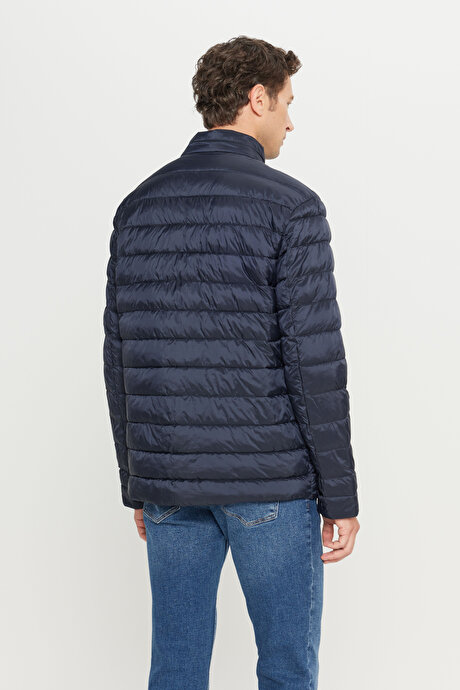 Standart Fit Normal Kesim Dik Yaka Yan Cepli Casual Lacivert Mont resmi