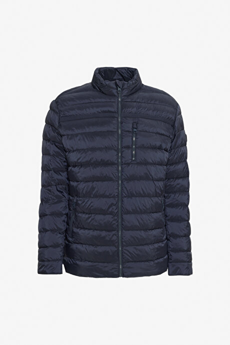 Standart Fit Normal Kesim Dik Yaka Yan Cepli Casual Lacivert Mont resmi