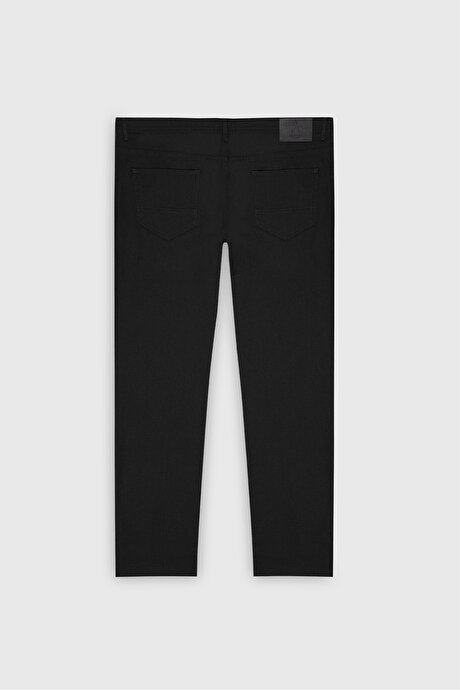 Slim Fit Dar Kesim Pamuklu Esnek Armürlü 5 Cep Siyah Pantolon resmi