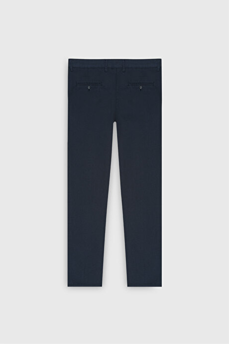 Comfort Fit Rahat Kesim Pamuklu Esnek Armürlü Yan Cep Lacivert Pantolon resmi