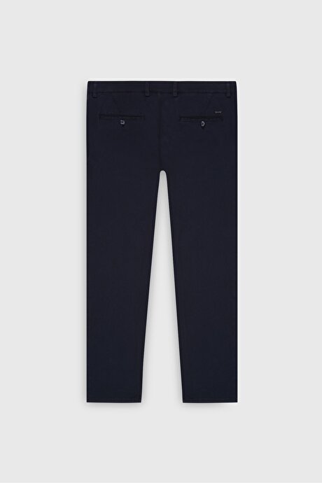Slim Fit Dar Kesim Pamuklu Esnek Armürlü Yan Cep Lacivert Pantolon resmi