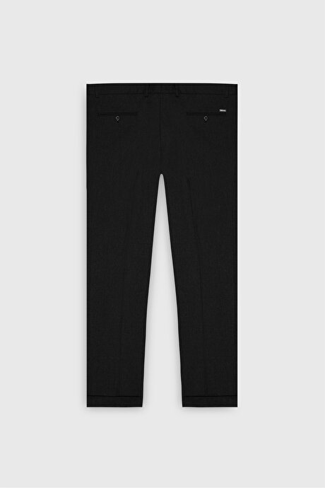 Slim Fit Dar Kesim Beli Gizli Lastikli Yan Cep Klasik Esnek Siyah Pantolon resmi