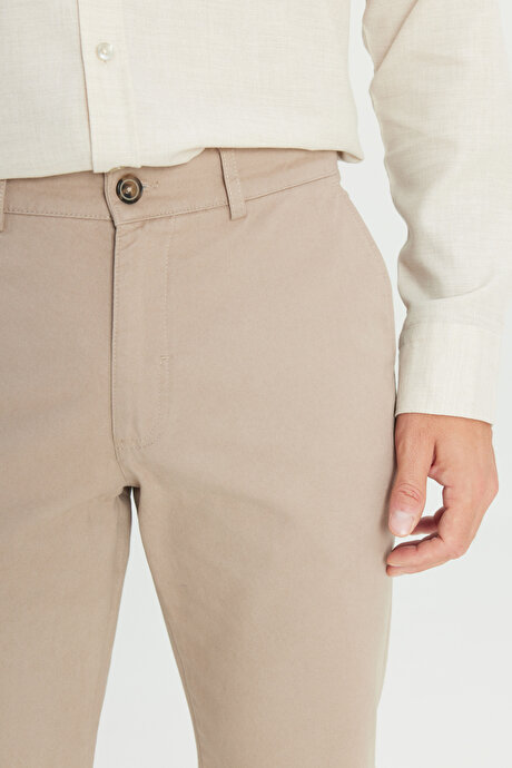 %100 Pamuk Comfort Fit Rahat Kesim Yan Cepli Taş Pantolon resmi
