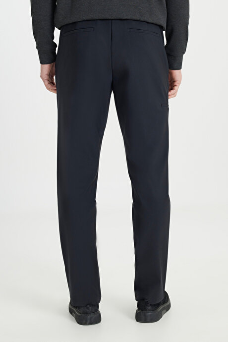 Slim Fit Dar Kesim Beli Bağlamalı Yan Cep Esnek Casual Siyah Pantolon resmi