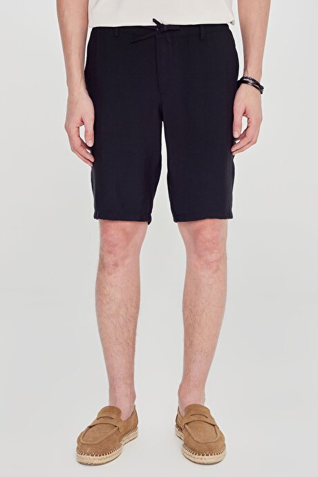 Yumuşak Dokulu Jogger Slim Fit Dar Kesim Beli Bağlamalı Yan Cepli Siyah Şort resmi