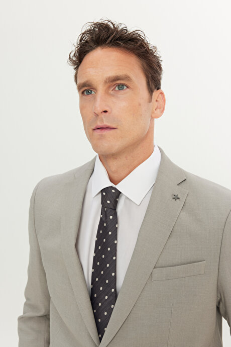 Regular Fit Normal Kesim Mono Yaka Armürlü Kapak Cepli Esnek Taş Takım Elbise resmi