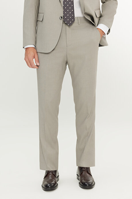 Regular Fit Normal Kesim Mono Yaka Armürlü Kapak Cepli Esnek Taş Takım Elbise resmi