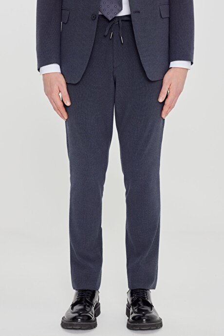 Ekstra Slim Fit Mono Yaka Kapak Cepli Lacivert Takım Elbise resmi
