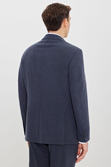 Ekstra Slim Fit Mono Yaka Kapak Cepli Lacivert Takım Elbise resmi