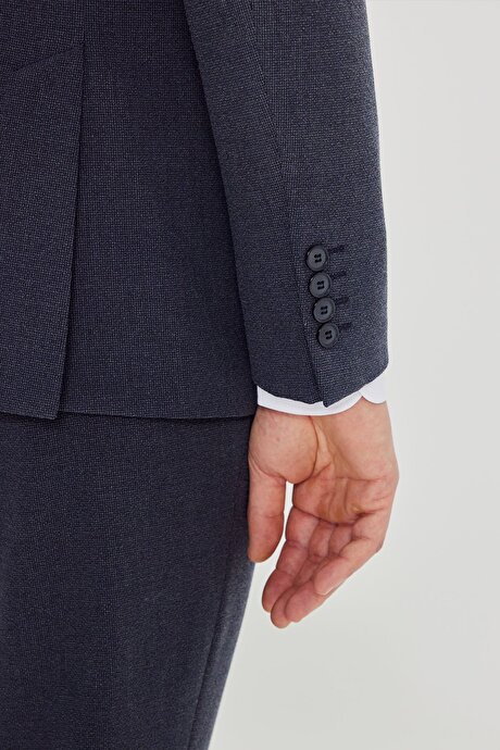 Ekstra Slim Fit Mono Yaka Kapak Cepli Lacivert Takım Elbise resmi