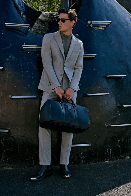 Yünlü Slim Fit Dar Kesim Kırlangıç Yaka Esnek Bel Gri Takım ElbiseACE030261324GRI