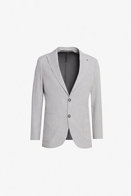 Slim Fit Dar Kesim Kırlangıç Yaka Beli Bağlamalı Desenli Torba Cepli Bej Takım Elbise resmi