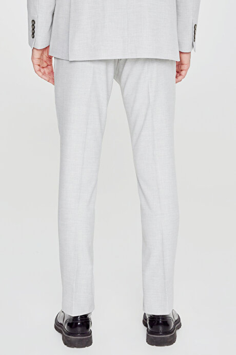 Slim Fit Dar Kesim Mono Yaka Kapak Cepli Esnek Gri Takım Elbise resmi