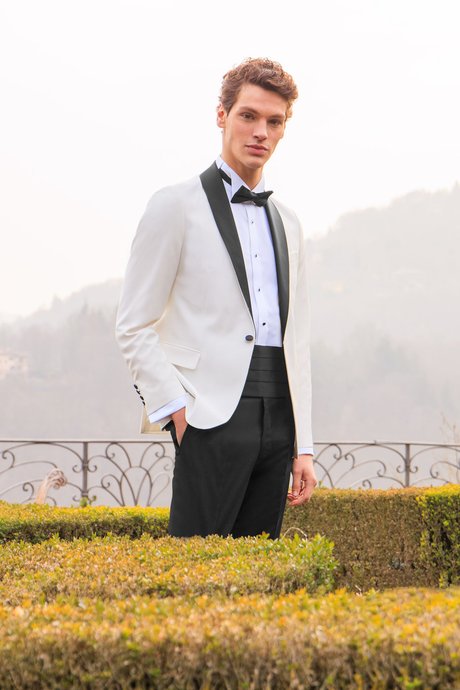 Yünlü Slim Fit Dar Kesim Çıkma Şal Yaka Damatlık Ekru Smokin Takım resmi