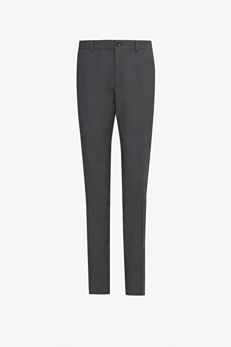 Yünlü Slim Fit Dar Kesim Mono Yaka Kapak Cepli Çift Pantolonlu Siyah Takım Elbise resmi