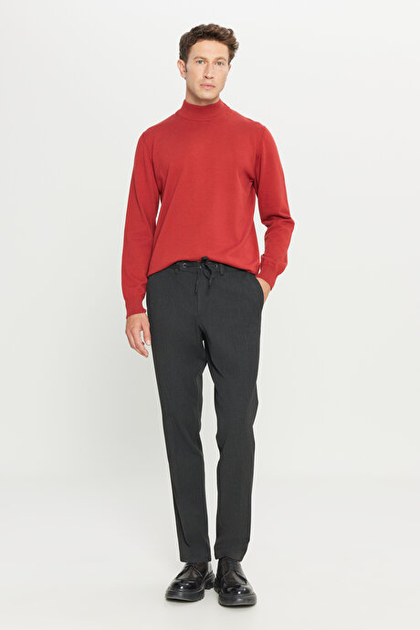 Pamuklu Standart Fit Normal Kesim Yarım Balıkçı Yaka Triko Kiremit Kazak resmi