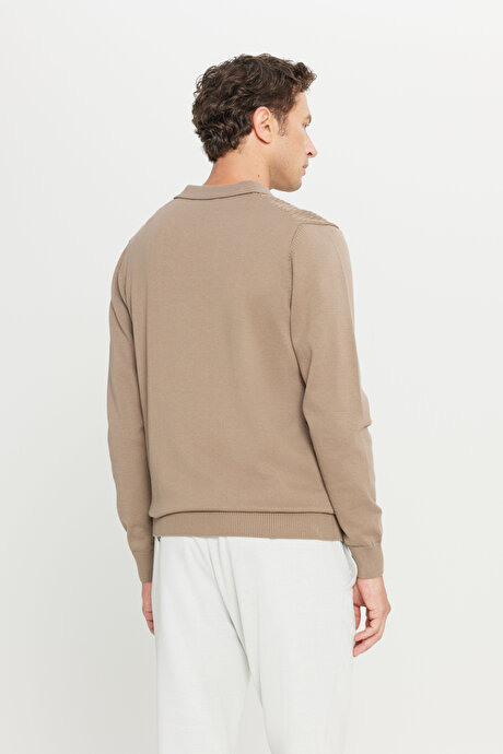 %100 Pamuk Standart Fit Normal Kesim Polo Yaka Jakarlı Triko Vizon Triko resmi