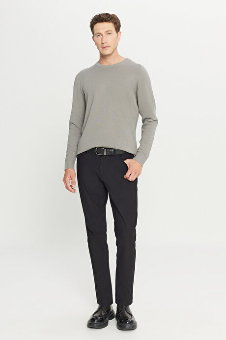 Pamuklu Standart Fit Normal Kesim Bisiklet Yaka Jakarlı Triko Su Yeşili Kazak resmi